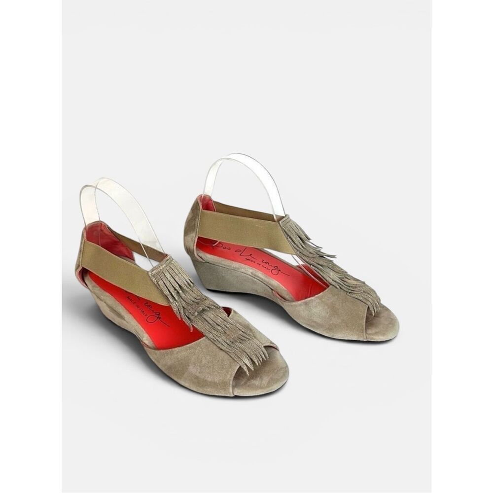 Pas De Rouge Italy Suede Nori Wedge Sandals Fridge Open Toe Taupe EUR 39 US 9